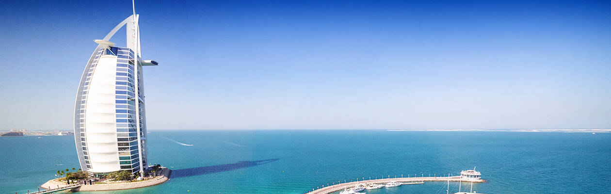 Dubai coastline and Jumeirah beach hotel